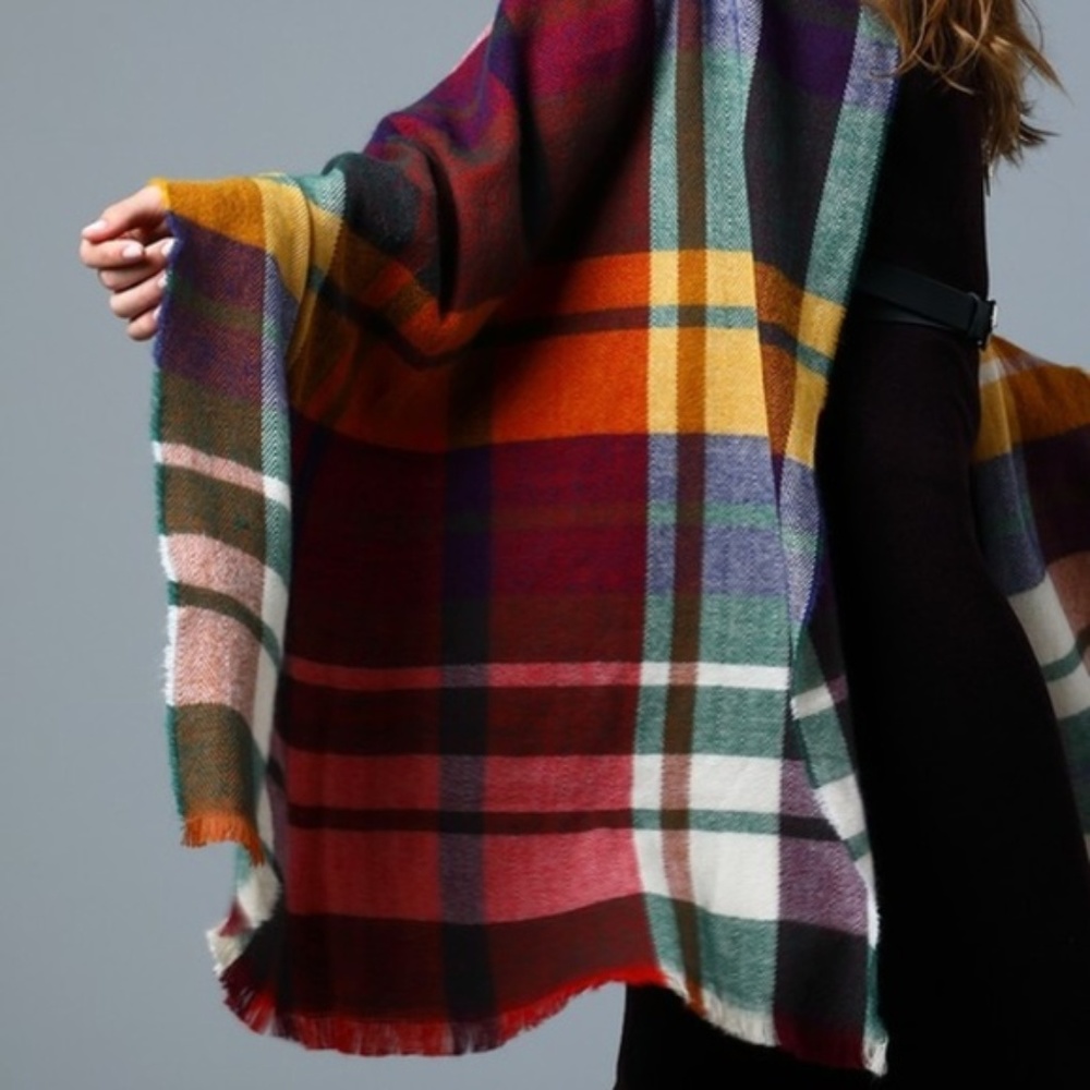 Angelique Soft Multicolored Plaid Wrap Scarf - Picture 7 of 7